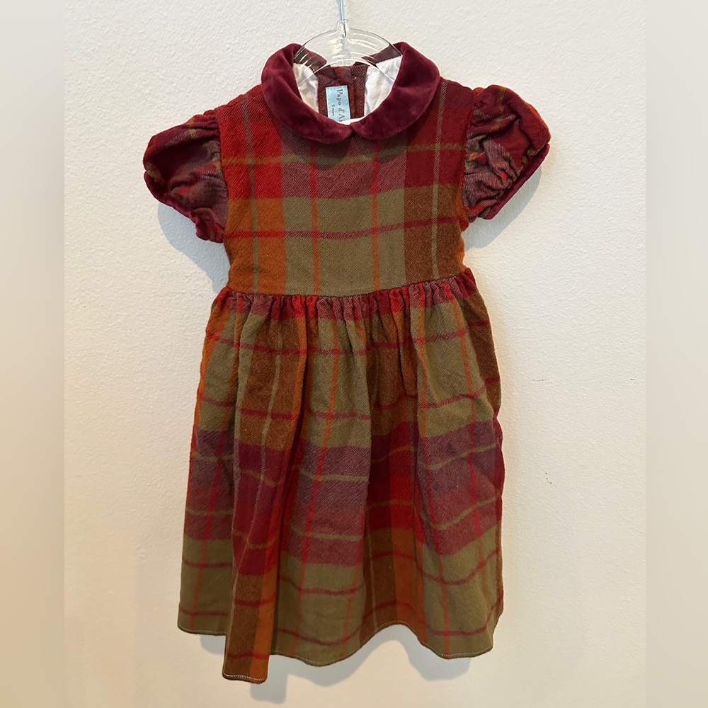 Papo d'Anjo Burgundy Plaid Dress, Size 2